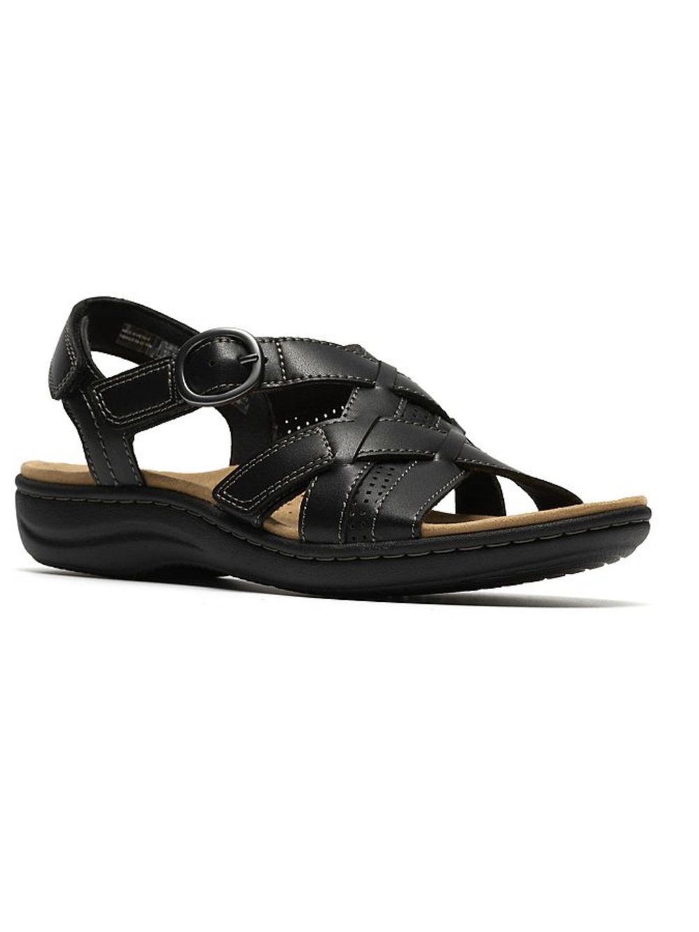 Clarks Laurieann Mae Black Leather Fisherman-Style Sandals. New in box. Size 6.5
